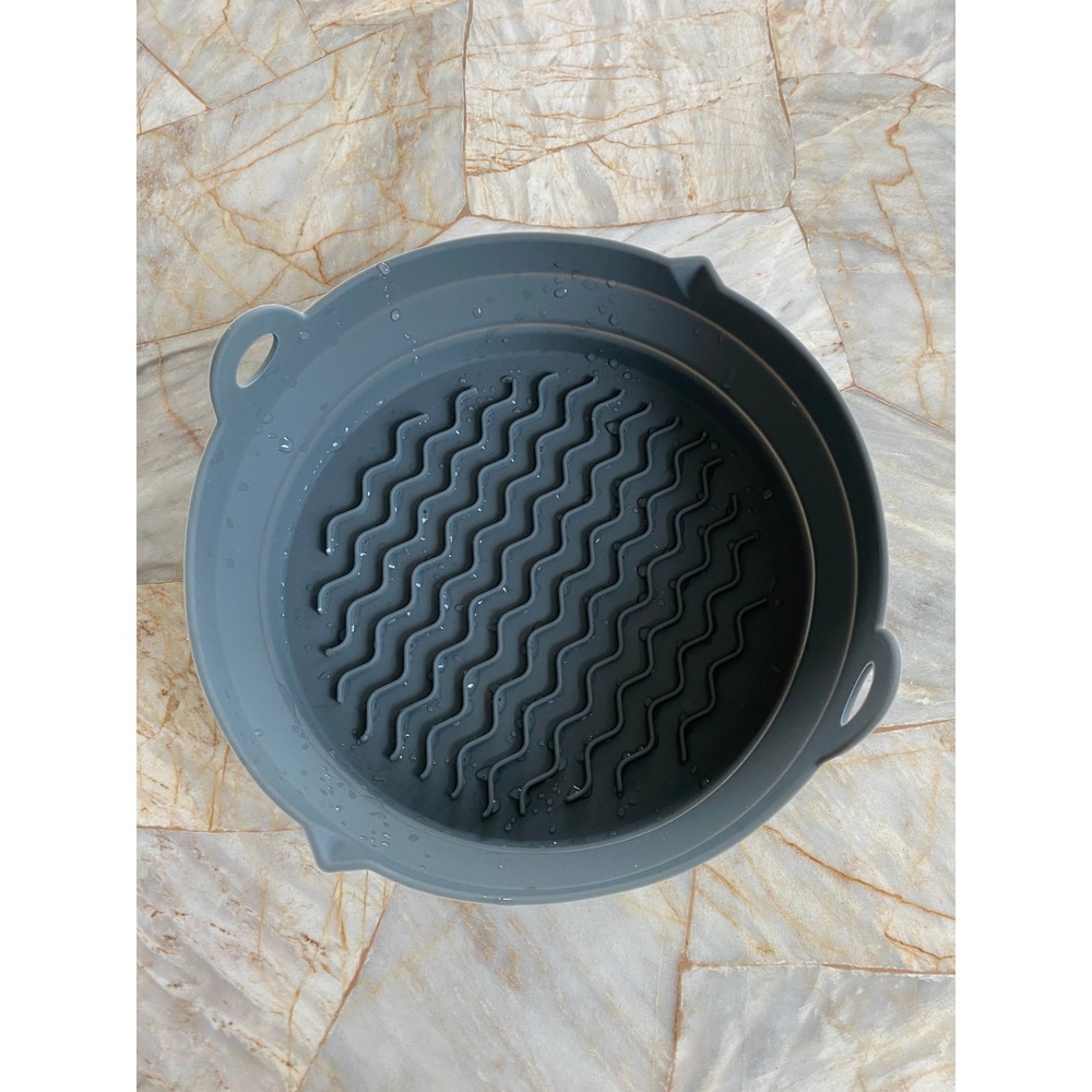 Emeril Lagasse Silicone Air Fryer Liner Round Gray Reusable Basket 8 Inch